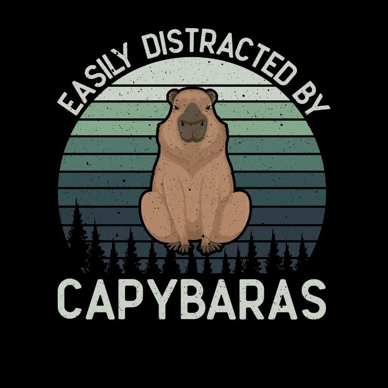 Retro Easily Distracted by Capybaras Capybara