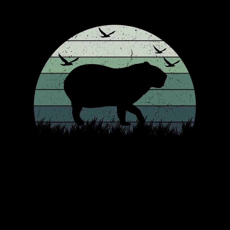 Rétro Capybara Silhoutte - Capybaras