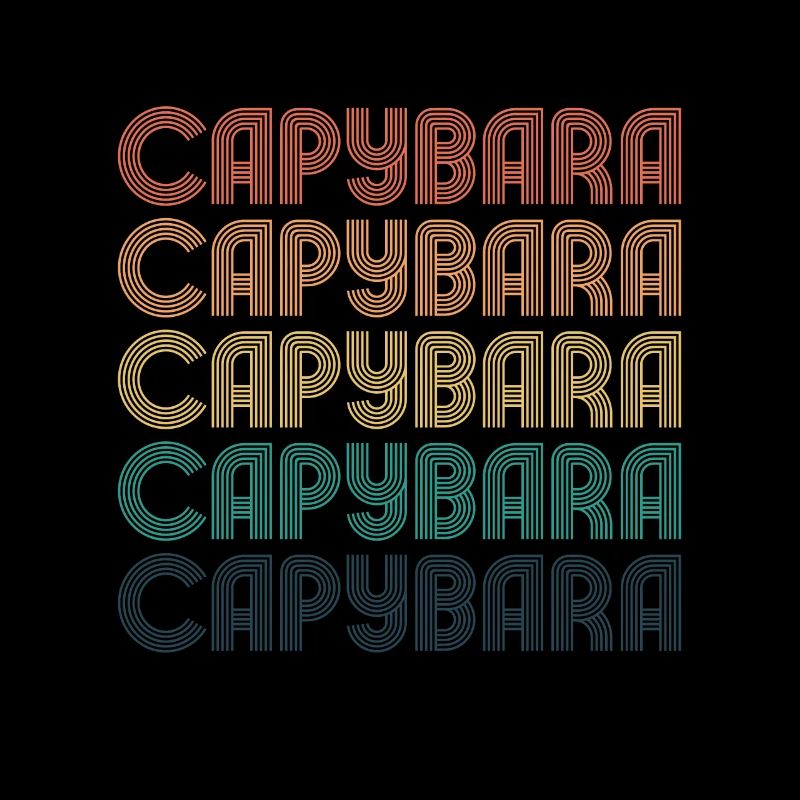 Retro Capybara Text Design - Capybaras
