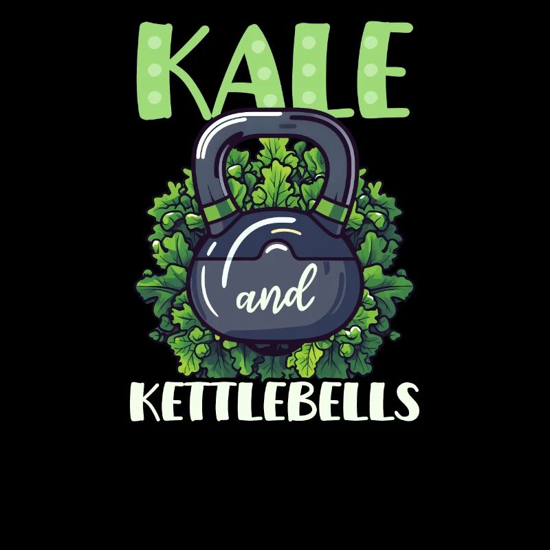 Athlète végétalien Kale et kettlebells