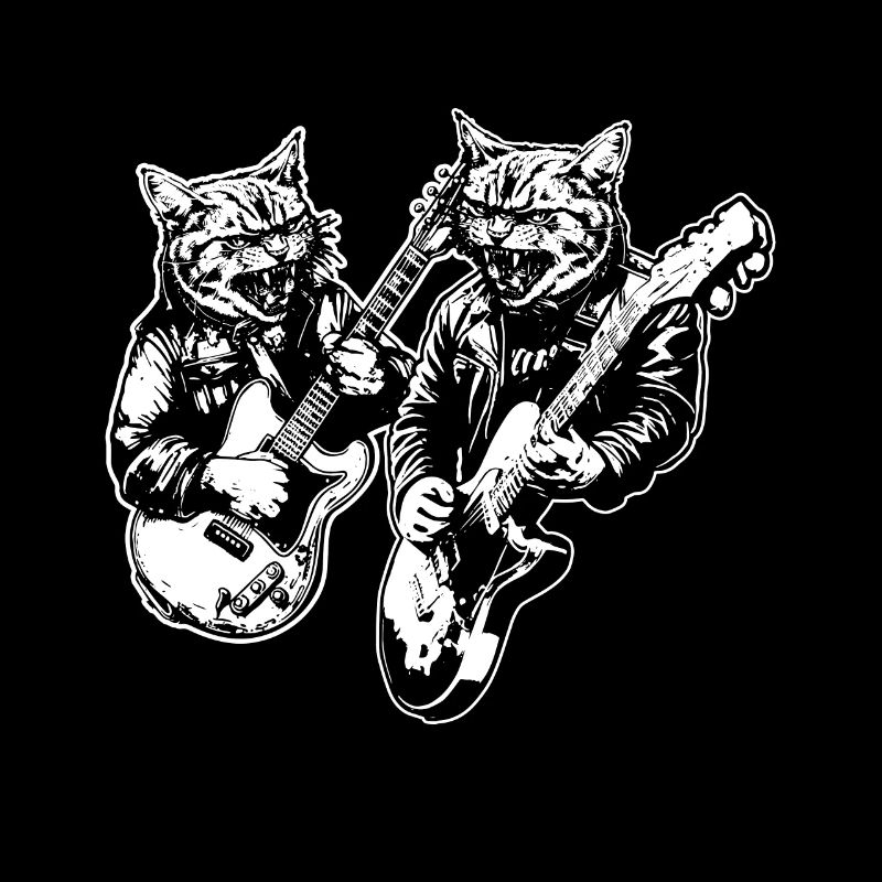 Deux chats jouent de la guitare Instruments Rock Mignon