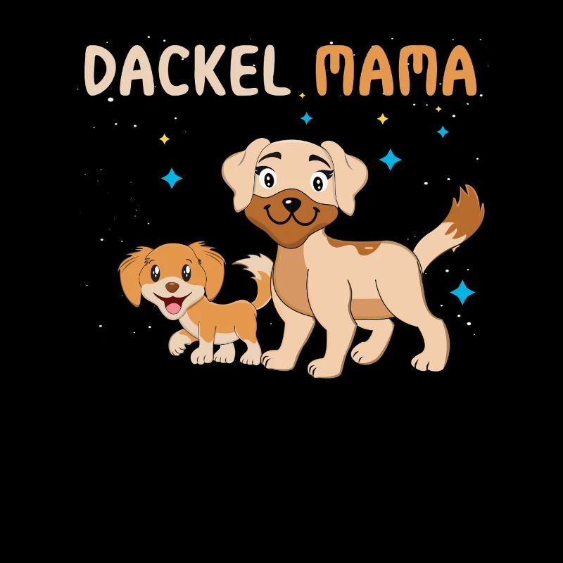 Teckel maman chiens mignons illustration