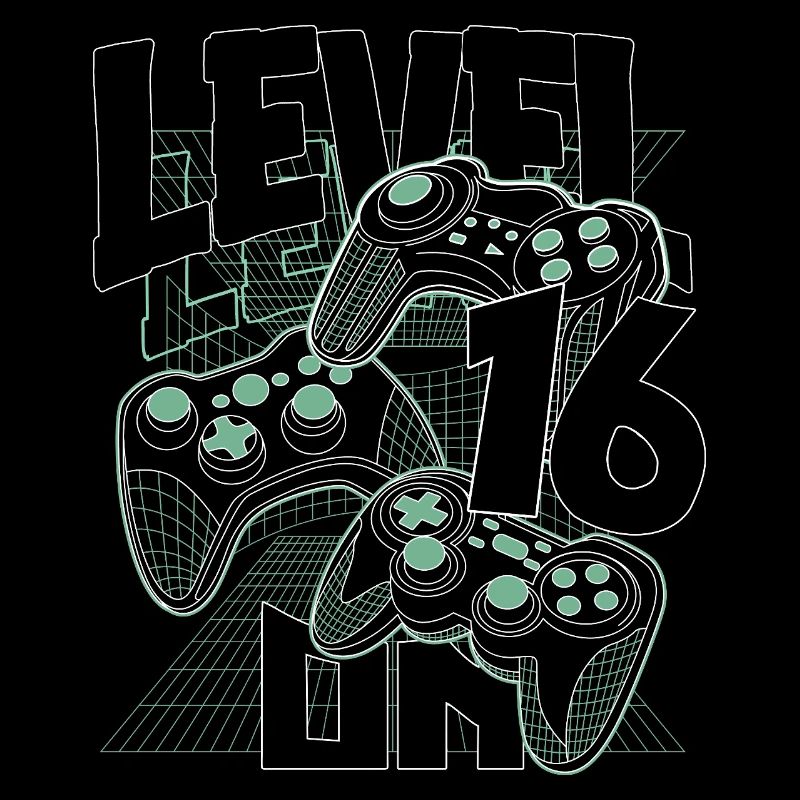 Level Up Retro-Controller Grafik 16. Geburtstag