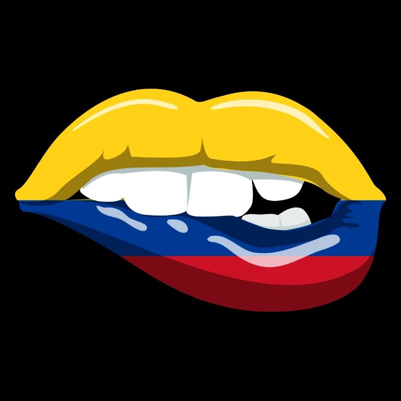 Colombie Drapeau Lèvres Bouche Amérique du Sud Baiser