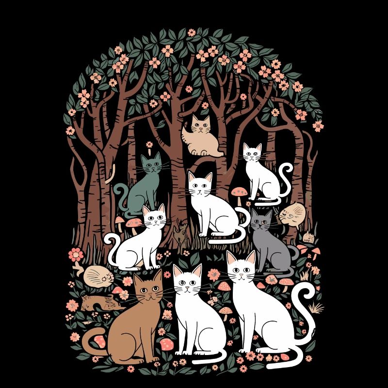 Paradis des chats dans l’idylle de la forêt cottagecore