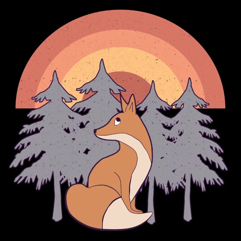 Fuchs im Wald mit Regenbogen