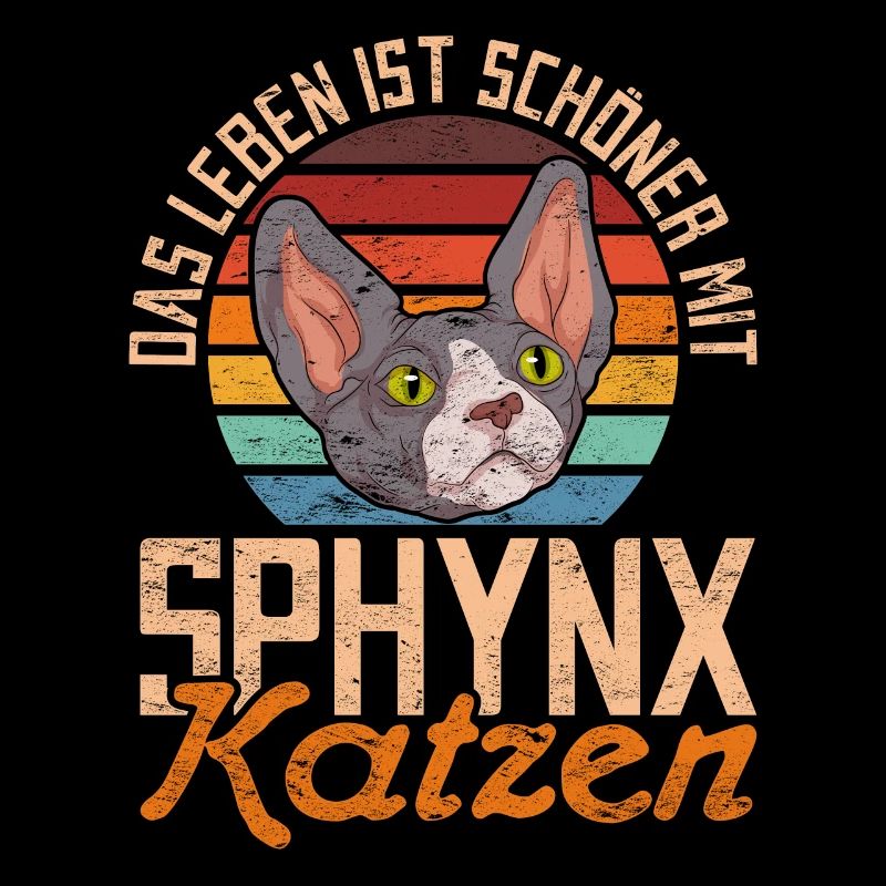 Retro Das Leben ist schöner mit Sphynx Katzen