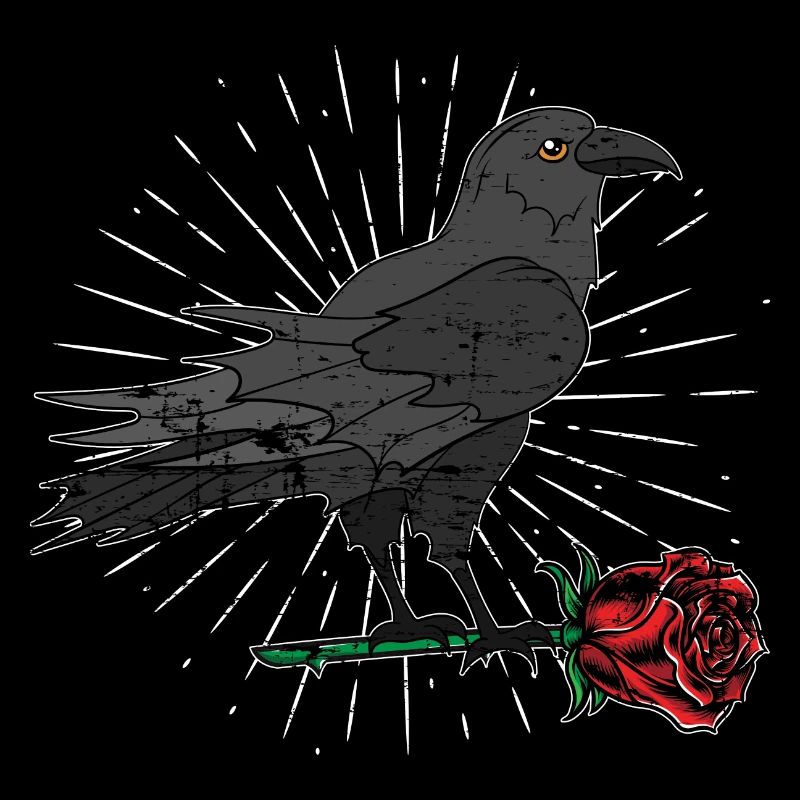 Viking Mythology Gift Rose Raven Crow