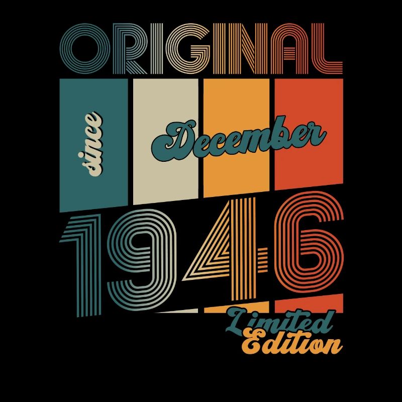 77e anniversaire Original Décembre Né 1946