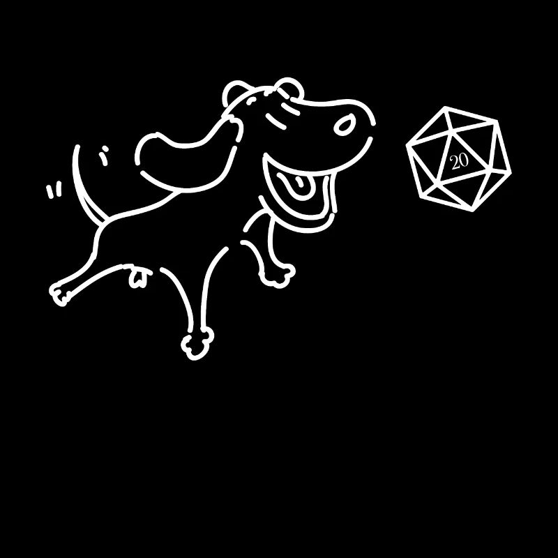Cute Dog with Polyhedral D20 Dice Tabletop RPG
