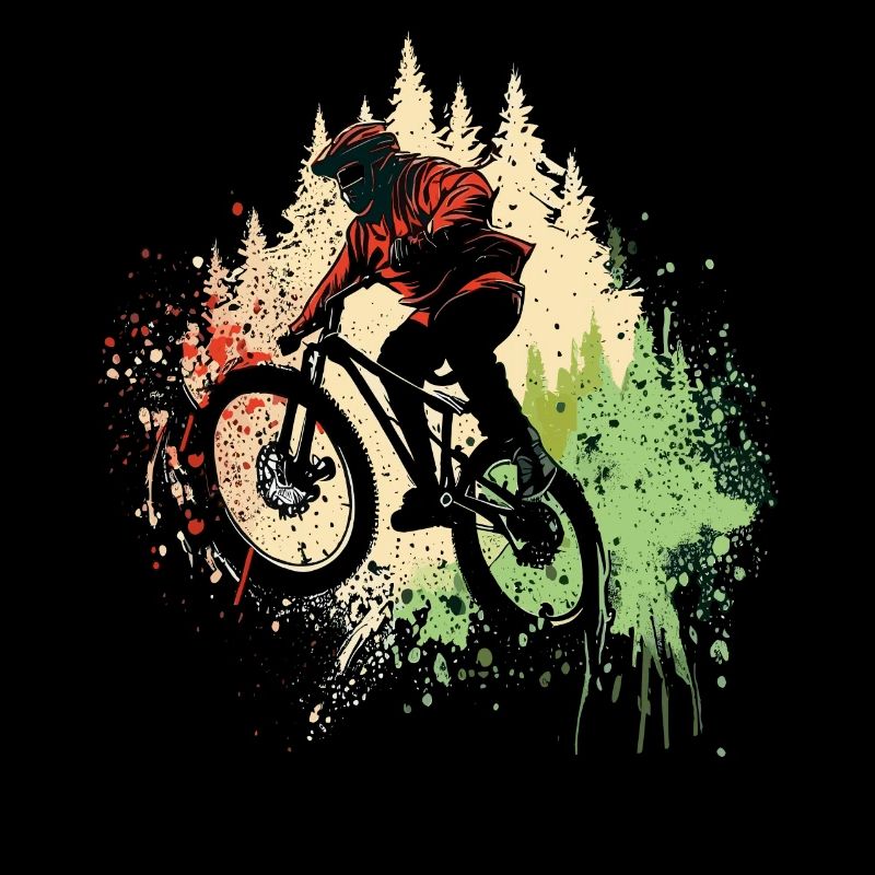Mountainbiker Wald Graffiti Vintage