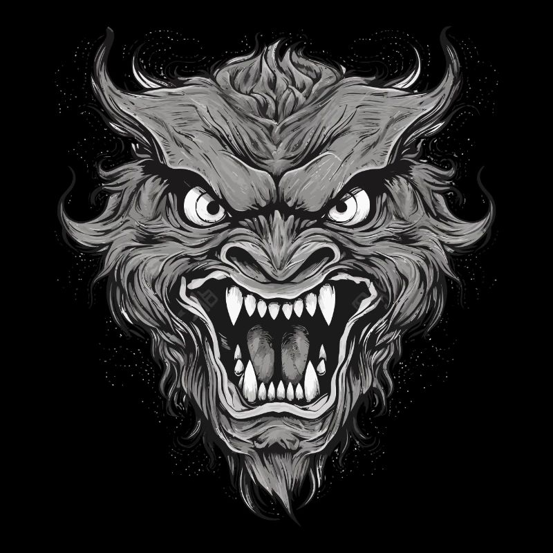 Wild werewolf with nasty teeth, sharp teeth