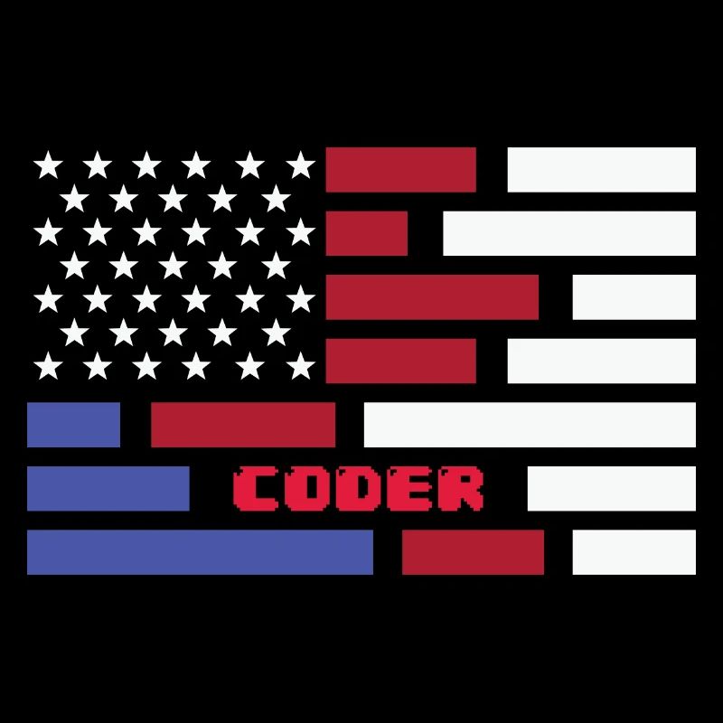 American Flag Coder Coding Computer Nerd