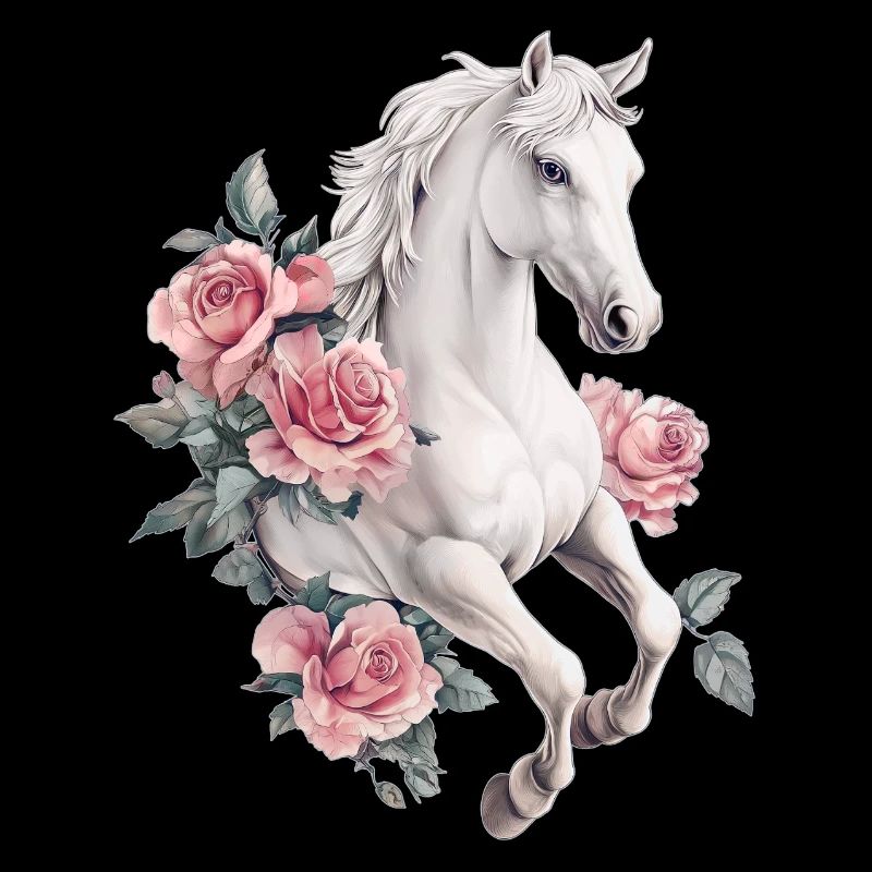 Cheval aux roses