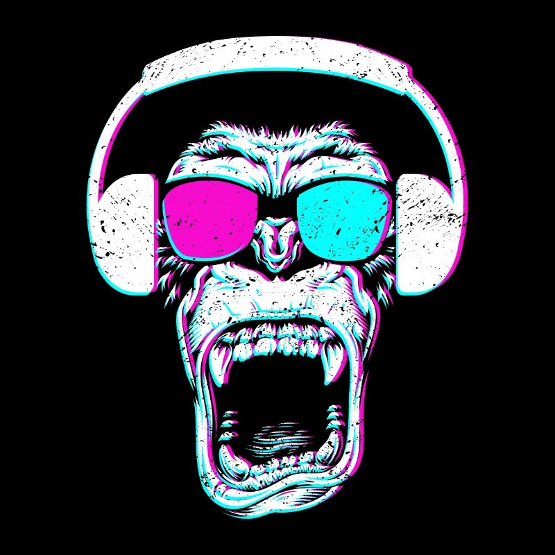 Monkey DJ mit Kopfhörer & Sonnenbrille Geschenk