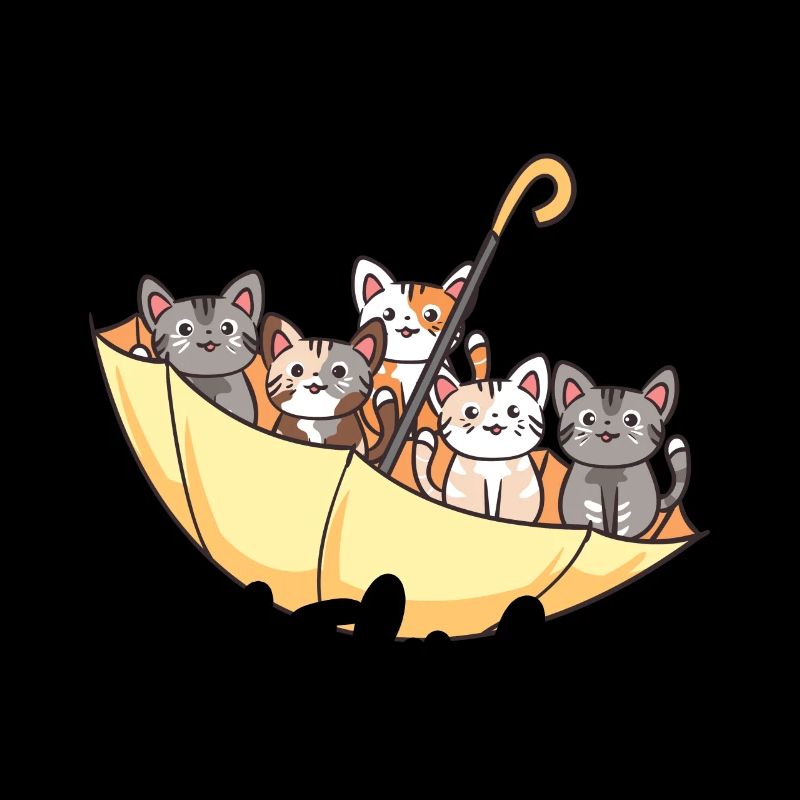 Drôle de parapluie à l’envers rempli de chats - Anim