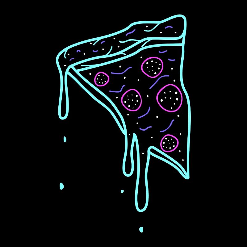 Neon Retro Pizza Time Geschenk