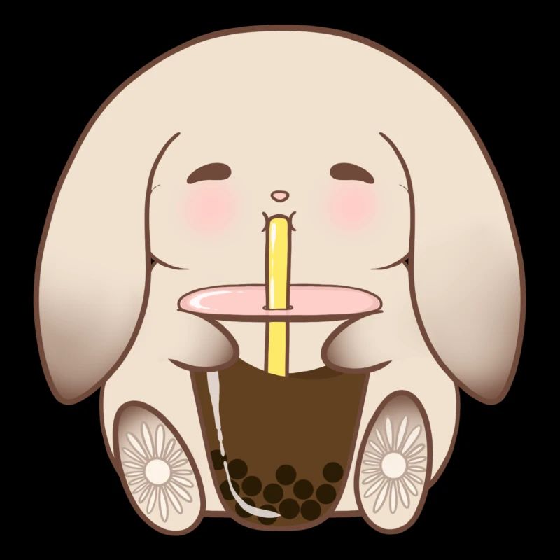 Adorable Bunny Drinking Boba