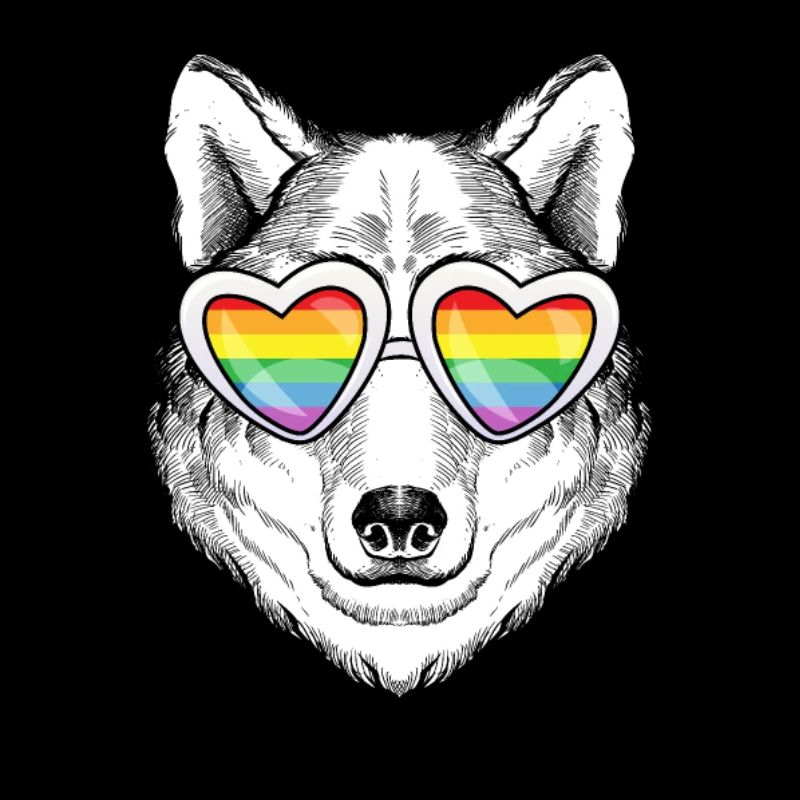 LGBTQ Rainbow Regenbogen Wolf Gay Pride Geschenk