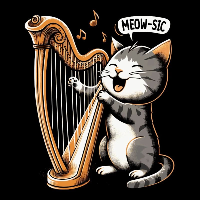 Chat avec harpe