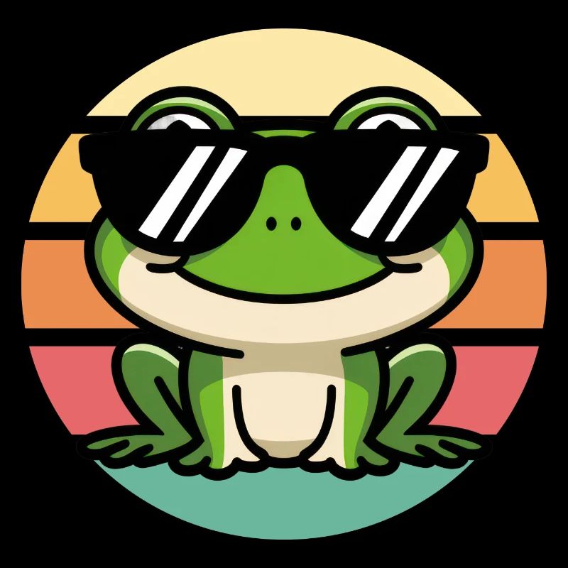 Cool Frog With Sunglasses Vintage Sunset