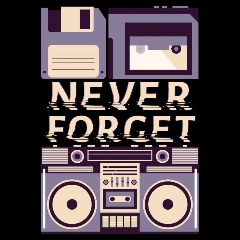 Never Forget VHS Kassette Diskette Achtziger Retro