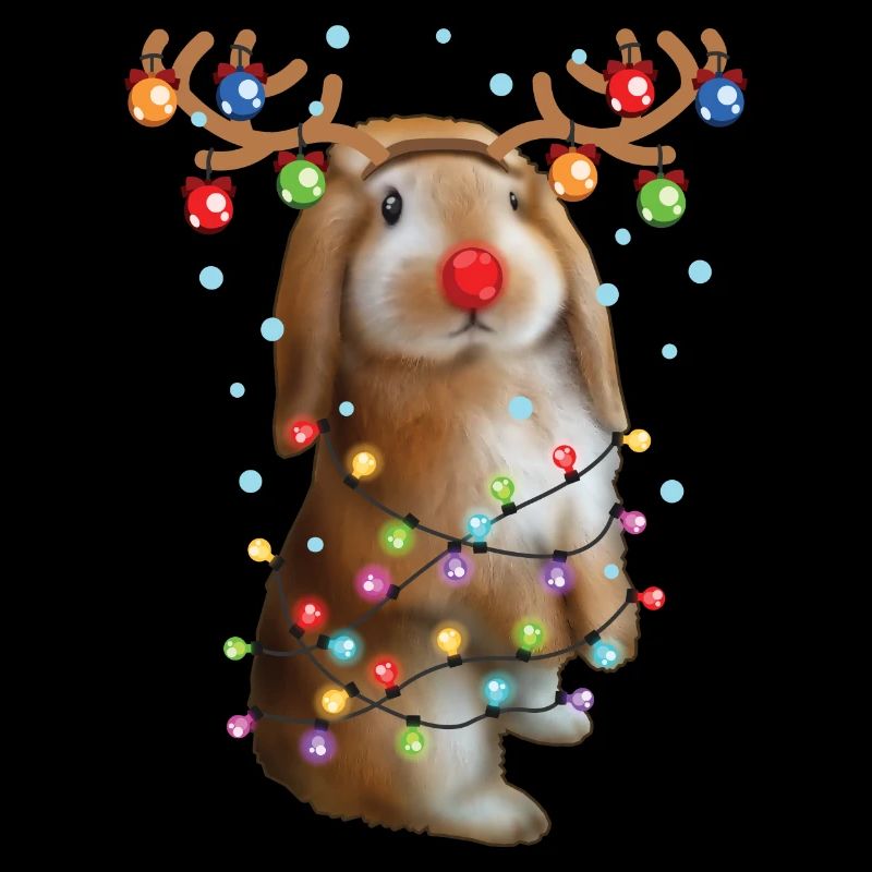 Christmas Rabbit - Funny Cute Reindeer Xmas Rabbit
