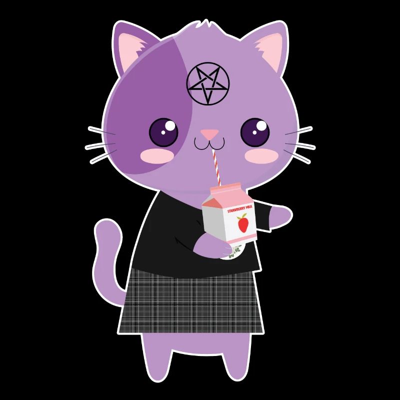 chat lait de fraise goth-chat goth cadeau