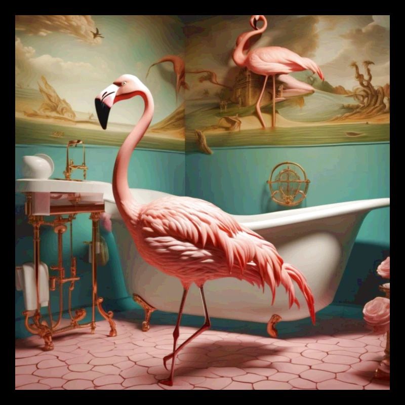 Flamingo,retro,flamingo im bad,vintage
