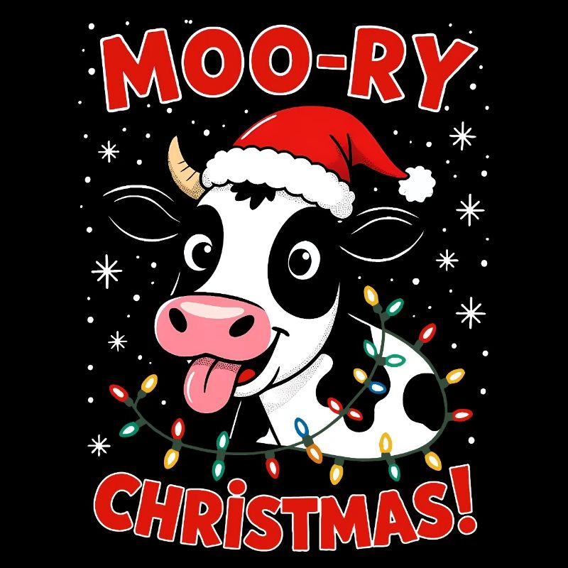 Kuh Weihnachtspullover Landwirt Merry Christmas 