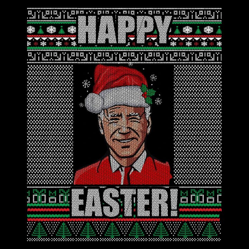 Drôle Biden Pull de Noël moche Joyeuses Pâques