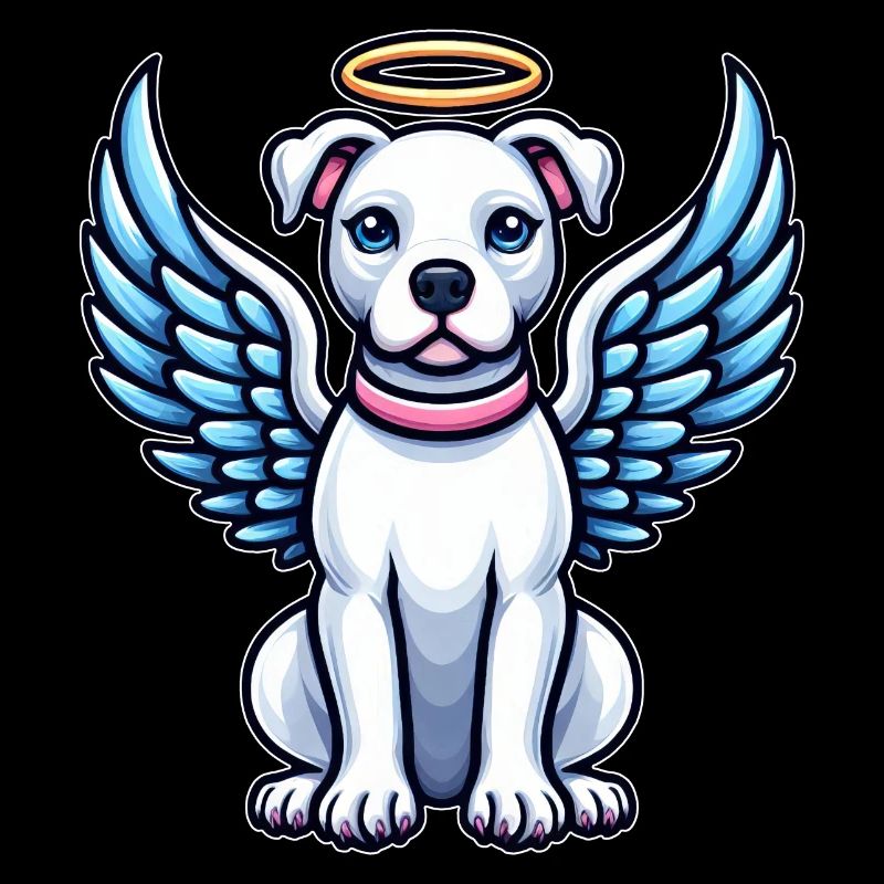 Chien de dessin animé Pitbull Angel mignon avec des ailes