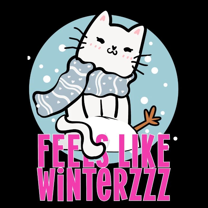 Winter Katze mit Schal Schnee Comic Fun Geschenk