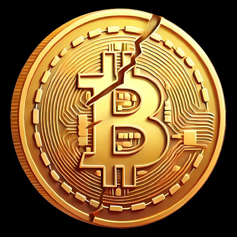 Conception de pièce Bitcoin fissurée