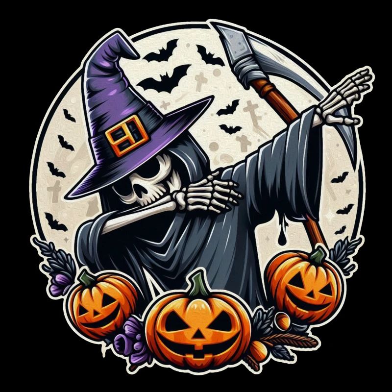 Dabbender Sensenmann mit Hexenhut - Halloween