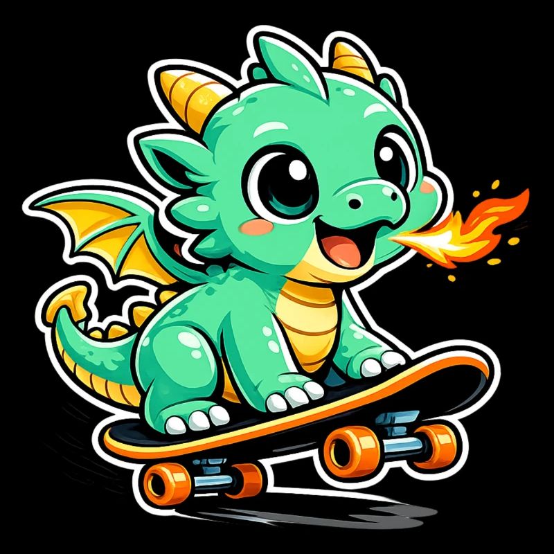 Kleiner Drachen Skateboarder