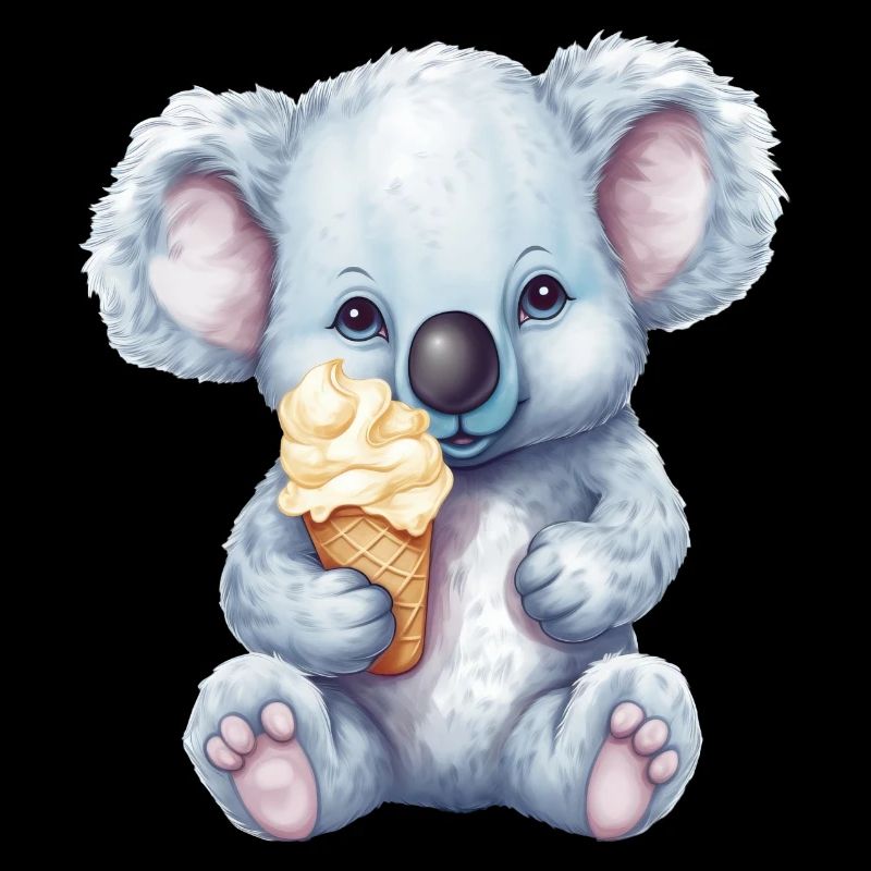 Joli koala comique avec crème glacée molle à la vanille