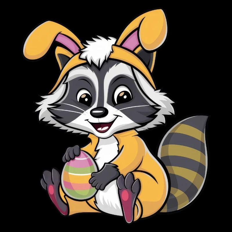 Raton laveur comme dessin animé de costume d’oeuf de lapin de Pâques