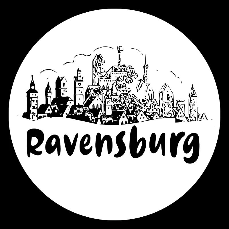 ravensburg, skyline, cercle, coupe de ciseaux, blanc
