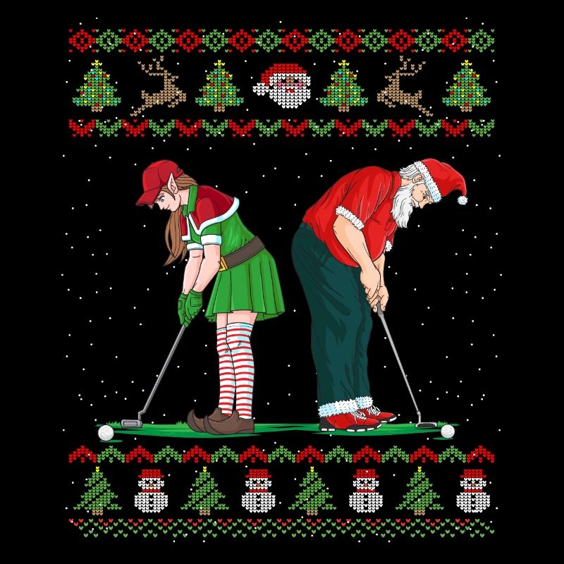 Golf Ugly Christmas Golfer Elf Weihnachtsmann