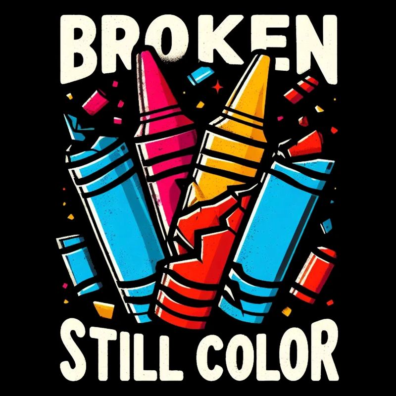 Crayons cassés couleur immobile