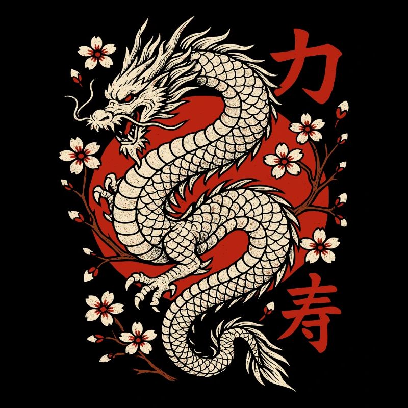 Chinesischer Drache & Kirschblüten