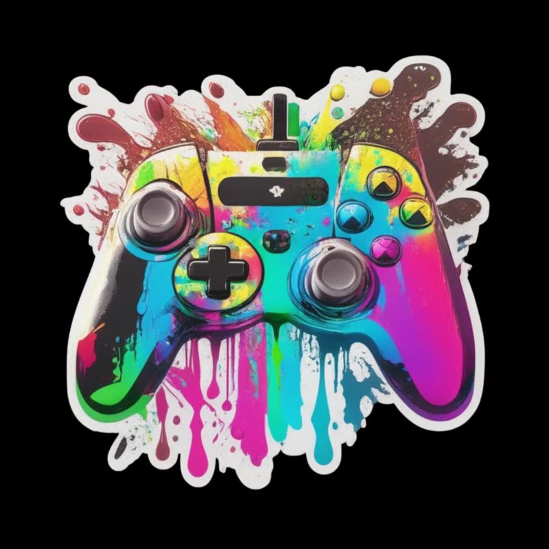 Gaming Controller Rainbow Splash