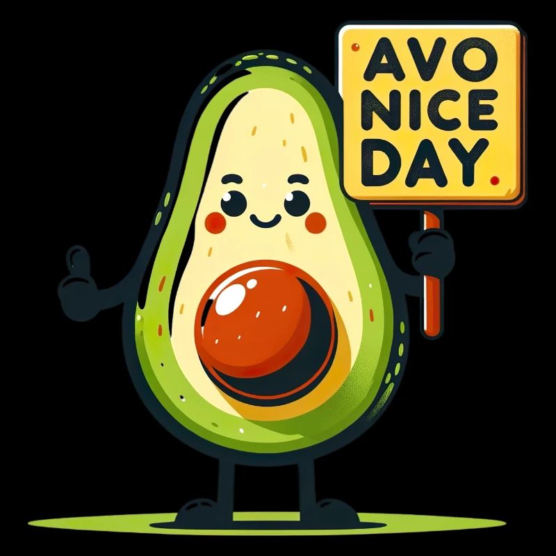 Fröhliche Avocado mit positiver Botschaft Zeichen