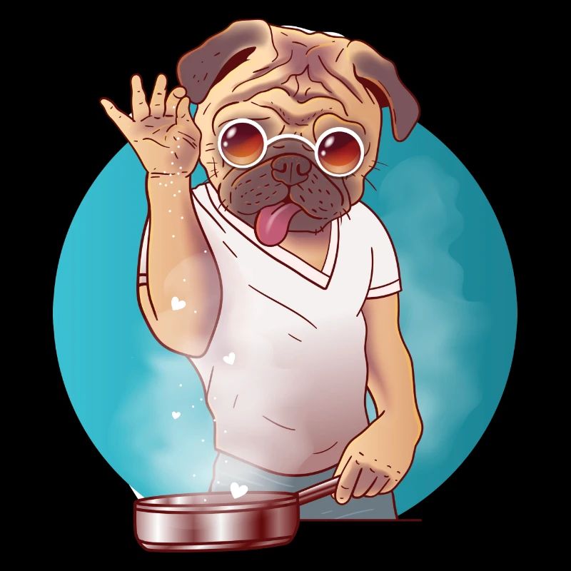 chien sel Bae cuisiner avec dévotion