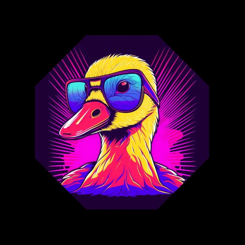 Synthwave Ente mit Sonnenbrille