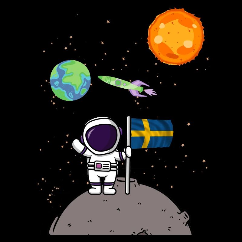 Planète Suède Drapeau Astronaute d’atterrissage sur la Lune
