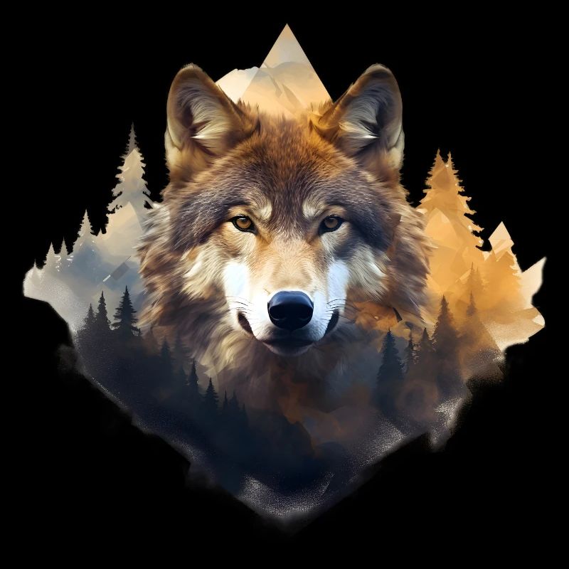 Wolf with mountains