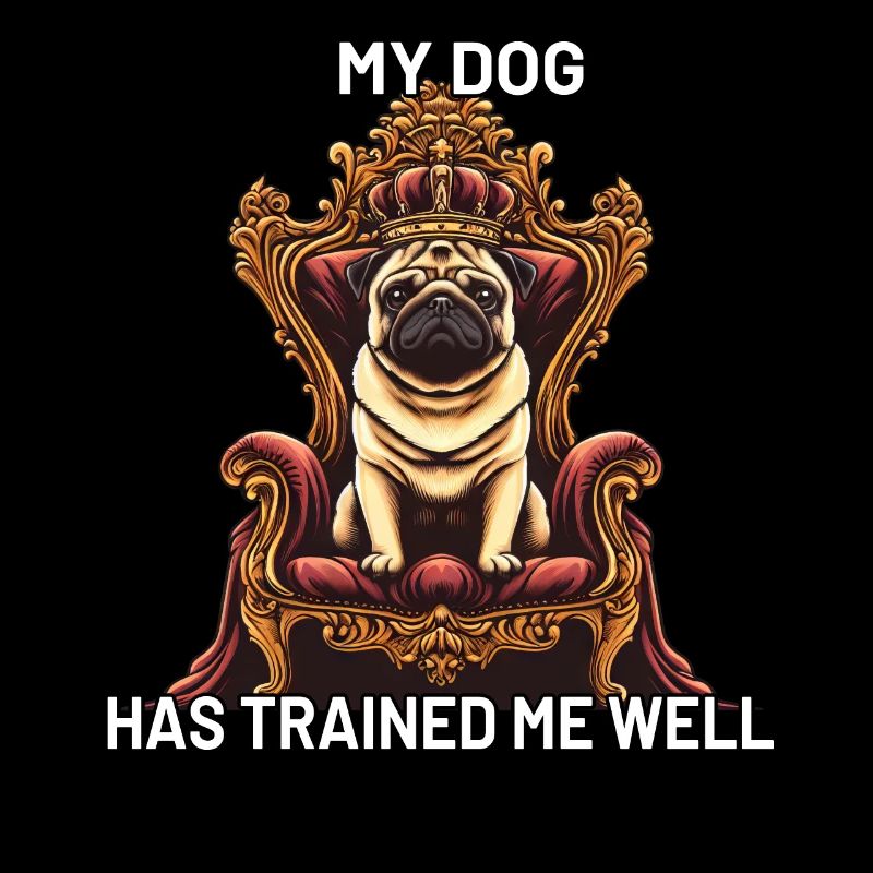 Dog Pug on Throne Dog Master