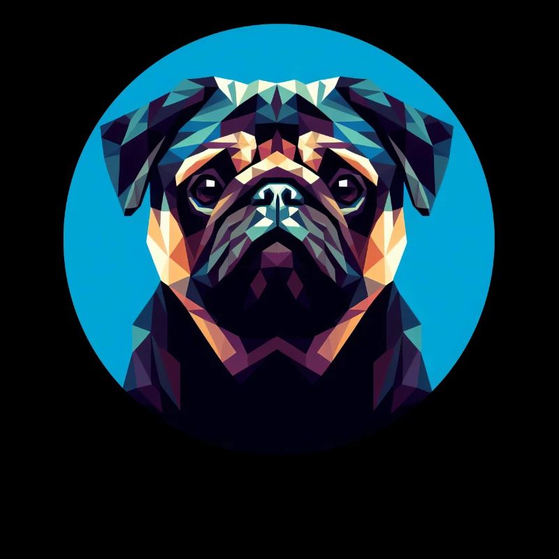 Chien carlin mignon dans le style polygonal